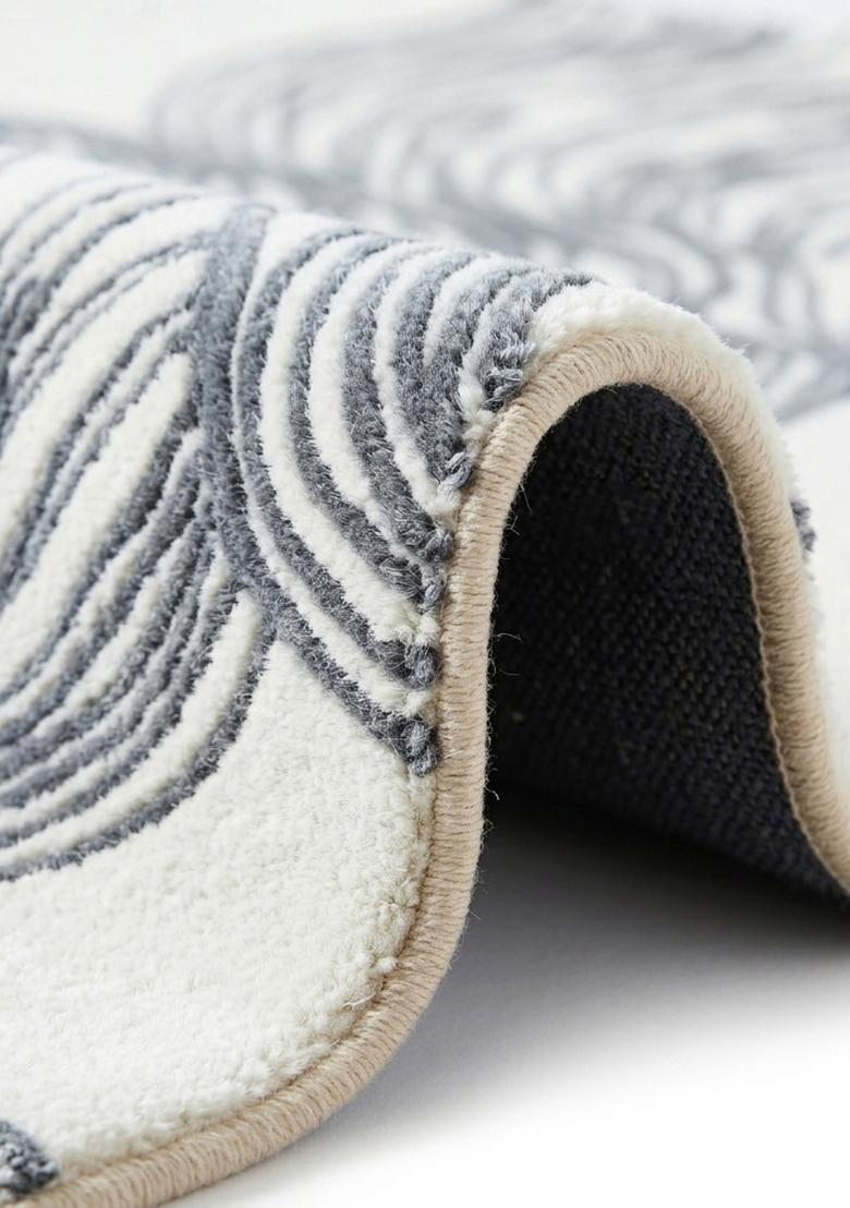 Saffron Rugs Hand Tufted Slate Grey Swirls Contemporary Square Wool Area Rug - Indya