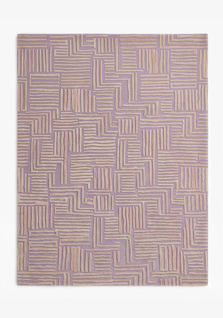 Saffron Rugs Hand Tufted Soft Mauve Geometric Contemporary Rectangular Wool Area Rug - Indya