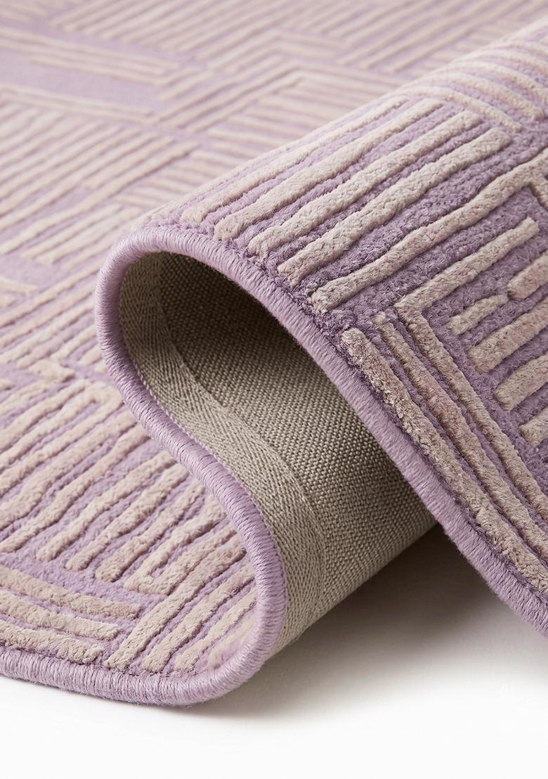 Saffron Rugs Hand Tufted Soft Mauve Geometric Contemporary Rectangular Wool Area Rug - Indya