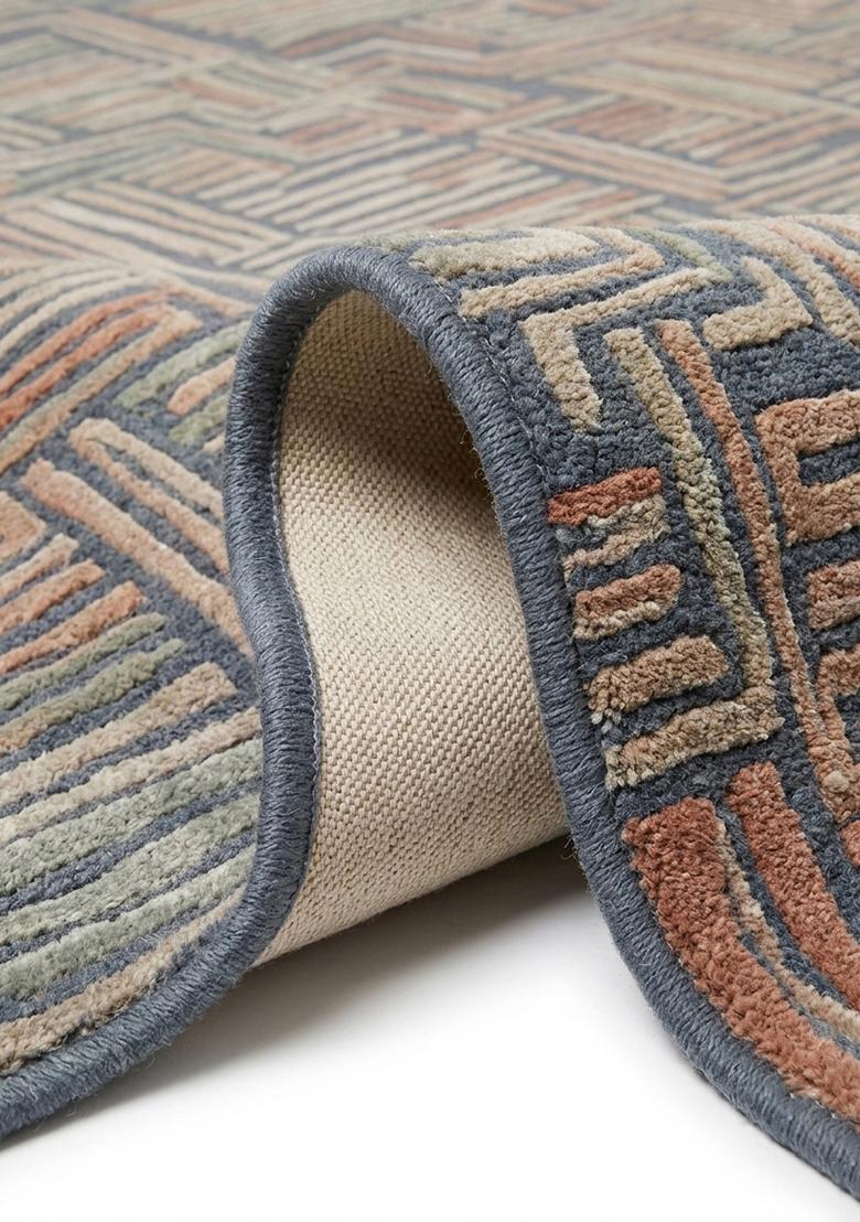 Saffron Rugs Hand Tufted Grey Geometric Contemporary Rectangular Wool Area Rug - Indya