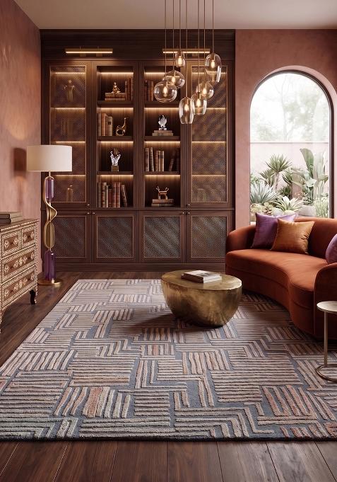Saffron Rugs Hand Tufted Grey Geometric Contemporary Rectangular Wool Area Rug