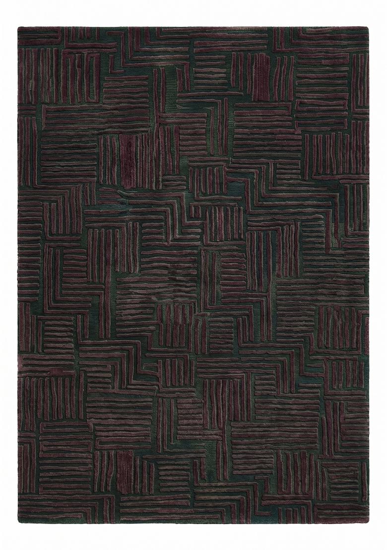 Saffron Rugs Hand Tufted Forest Green Geometric Contemporary Rectangular Wool Area Rug - Indya