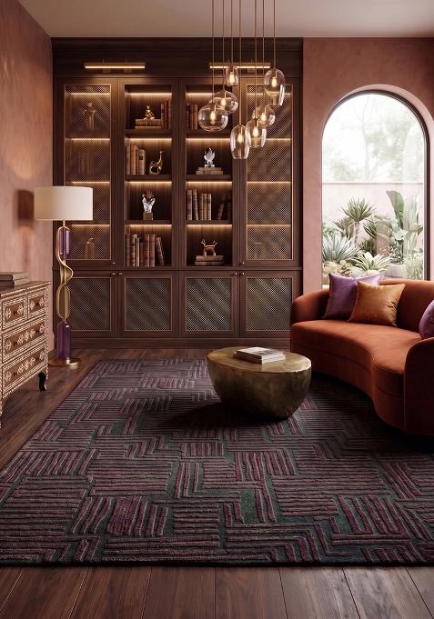 Saffron Rugs Hand Tufted Forest Green Geometric Contemporary Rectangular Wool Area Rug