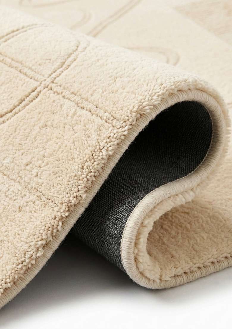 Saffron Rugs Hand-Tufted 100% Wool Area Rug | Ivory Oblong Rug | Cotton Backing | Contemporary Swirls Home Decor Carpet for Living Room Bedroom - Indya
