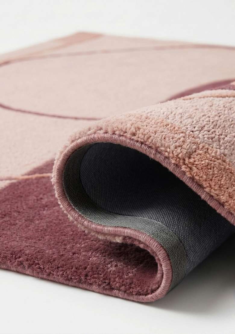Saffron Rugs Hand-Tufted 100% Wool Area Rug | Dusty Mauve Rectangular Rug | Cotton Backing | Contemporary Geometric Home Decor Carpet for Living Room Bedroom - Indya