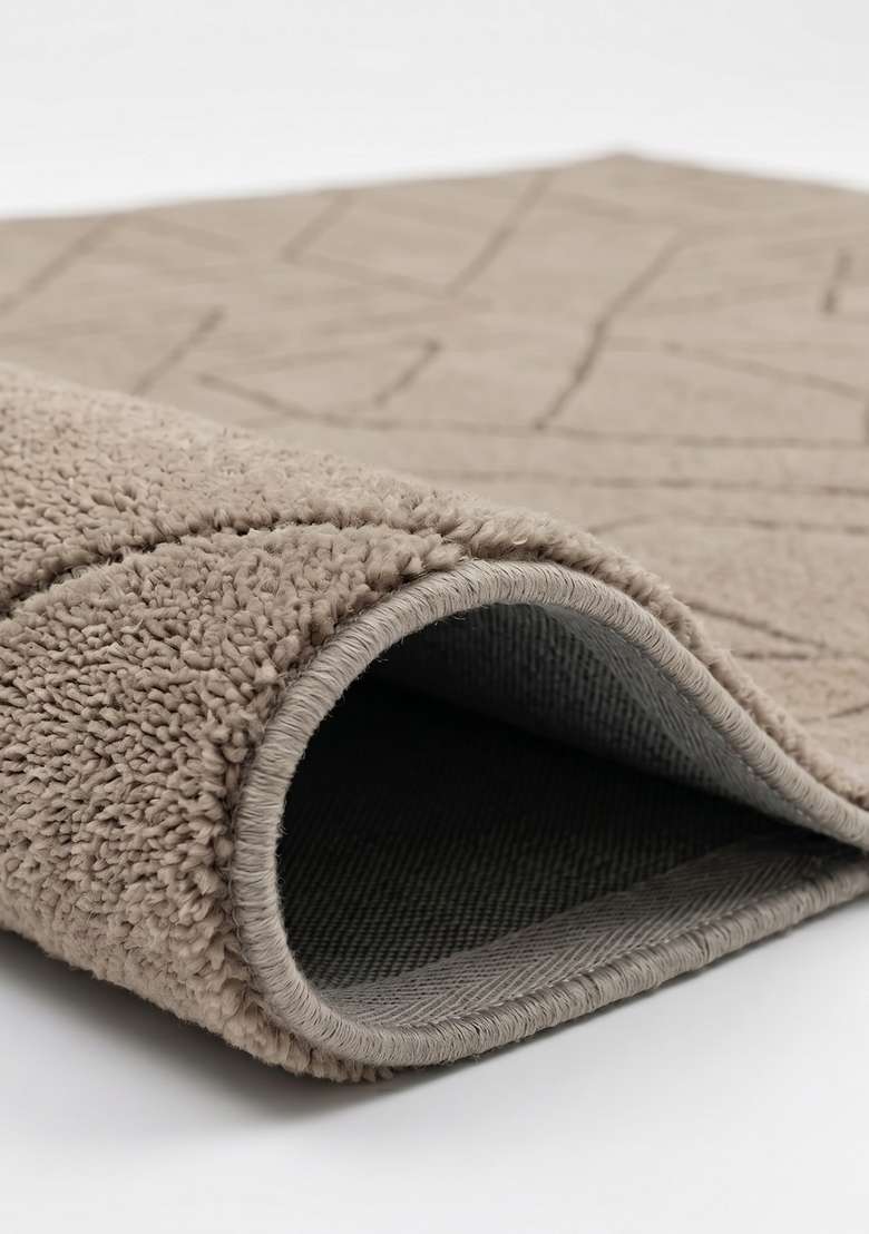 Saffron Rugs Hand-Tufted 100% Wool Area Rug | Taupe Square Rug | Cotton Backing | Contemporary Geometric Home Decor Carpet for Living Room Bedroom - Indya