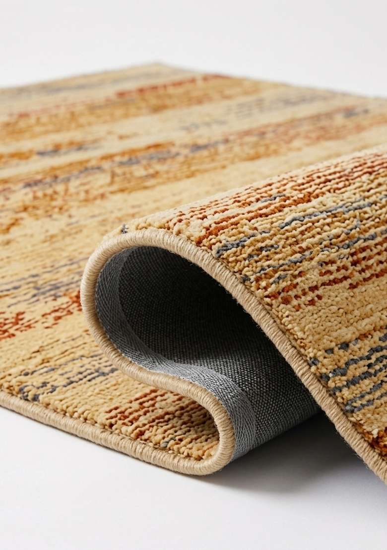 Saffron Rugs Hand-Tufted 100% Wool Area Rug | Burnt Orange Rectangular Rug | Cotton Backing | Bohemian Striped Home Decor Carpet for Living Room Bedroom - Indya