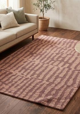 Saffron Rugs Hand-Tufted 100% Wool Area Rug | Mauve Rectangular Rug | Cotton Backing | Contemporary Geometric Home Decor Carpet for Living Room Bedroom