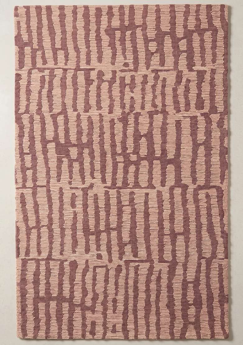 Saffron Rugs Hand-Tufted 100% Wool Area Rug | Mauve Rectangular Rug | Cotton Backing | Contemporary Geometric Home Decor Carpet for Living Room Bedroom - Indya