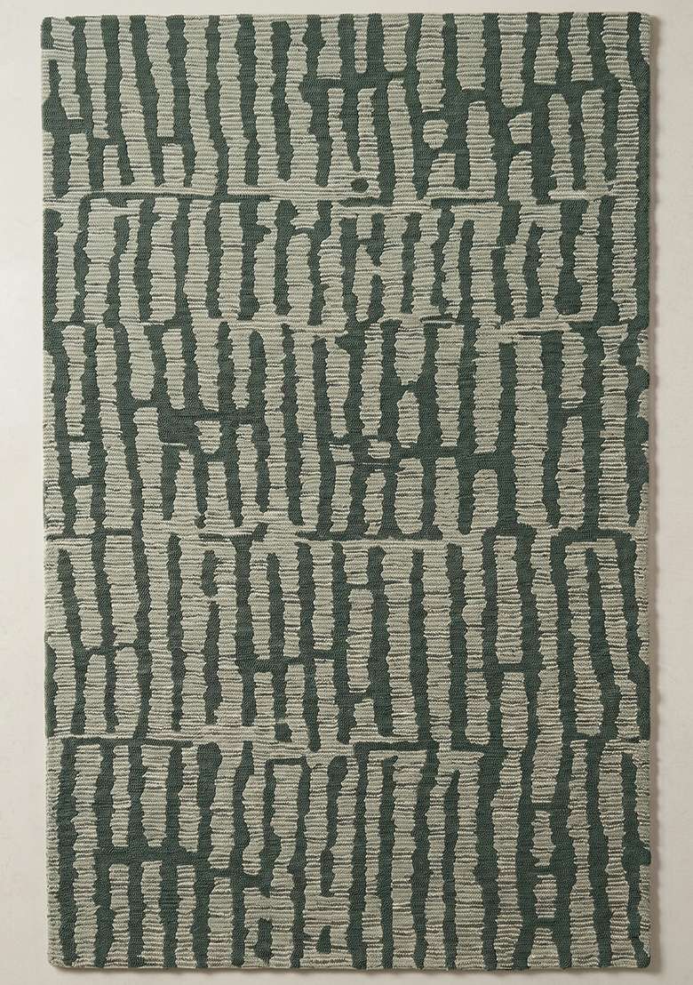 Saffron Rugs Hand-Tufted 100% Wool Area Rug | Sage Green Rectangular Rug | Cotton Backing | Contemporary Geometric Home Decor Carpet for Living Room Bedroom - Indya