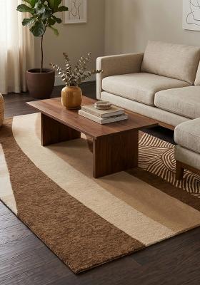 Saffron Rugs Hand-Tufted 100% Wool Area Rug | Camel Tan Rectangular Rug | Cotton Backing | Contemporary Swirls Home Decor Carpet for Living Room Bedroom