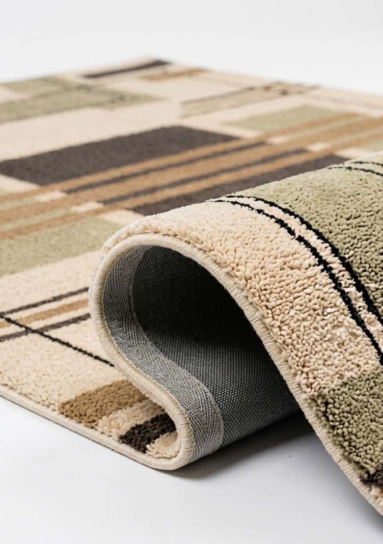 Saffron Rugs Hand-Tufted 100% Wool Area Rug | Camel Square Rug | Cotton Backing | Art Deco Geometric Home Decor Carpet for Living Room Bedroom - Indya