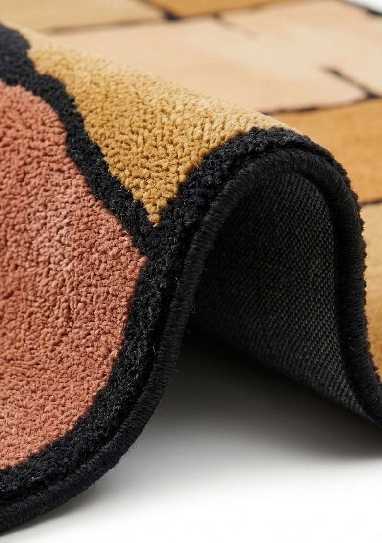 Saffron Rugs Hand-Tufted 100% Wool Area Rug | Dusty Terracotta Rectangular Rug | Cotton Backing | Contemporary Geometric Home Decor Carpet for Living Room Bedroom - Indya