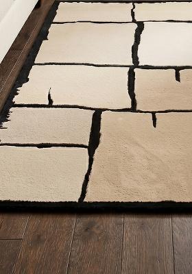 Saffron Rugs Hand-Tufted 100% Wool Area Rug | Ivory Cream Rectangular Rug | Cotton Backing | Contemporary Geometric Home Decor Carpet for Living Room Bedroom