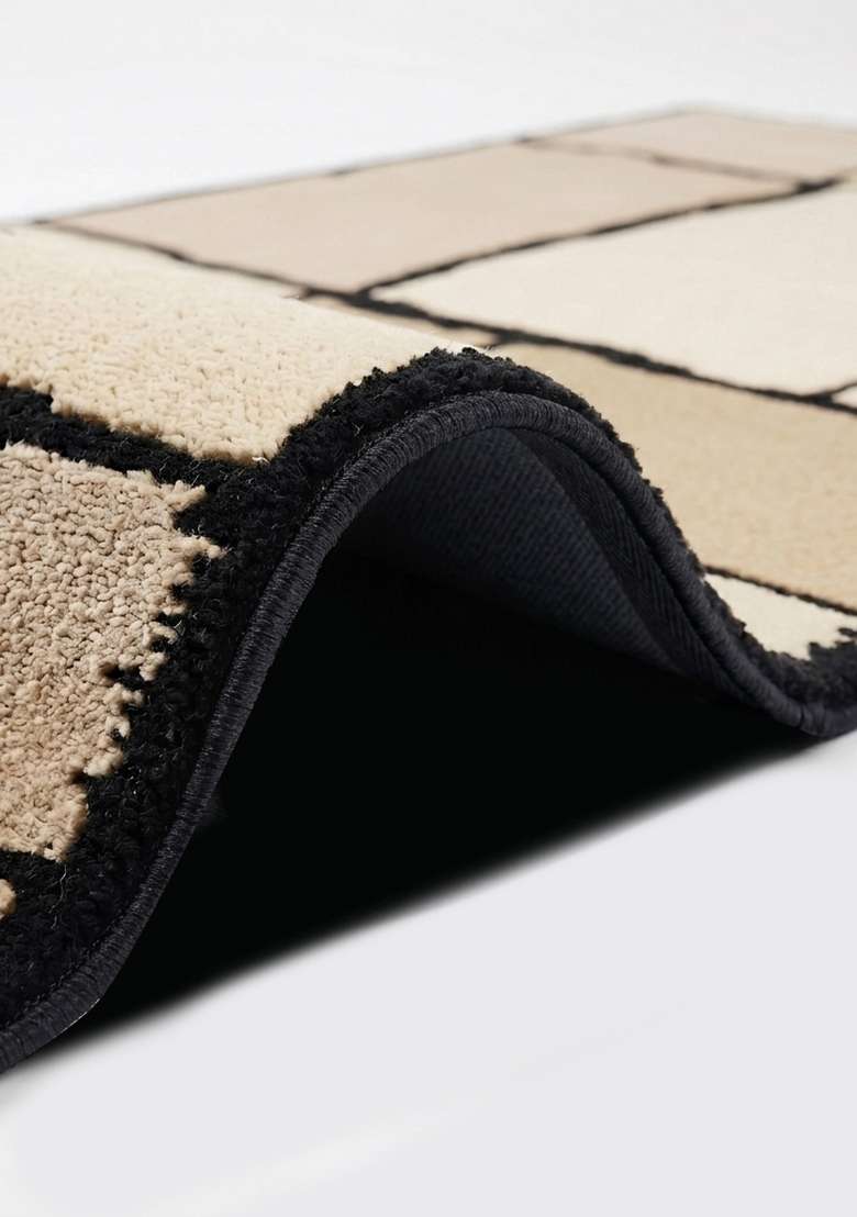Saffron Rugs Hand-Tufted 100% Wool Area Rug | Ivory Cream Rectangular Rug | Cotton Backing | Contemporary Geometric Home Decor Carpet for Living Room Bedroom - Indya