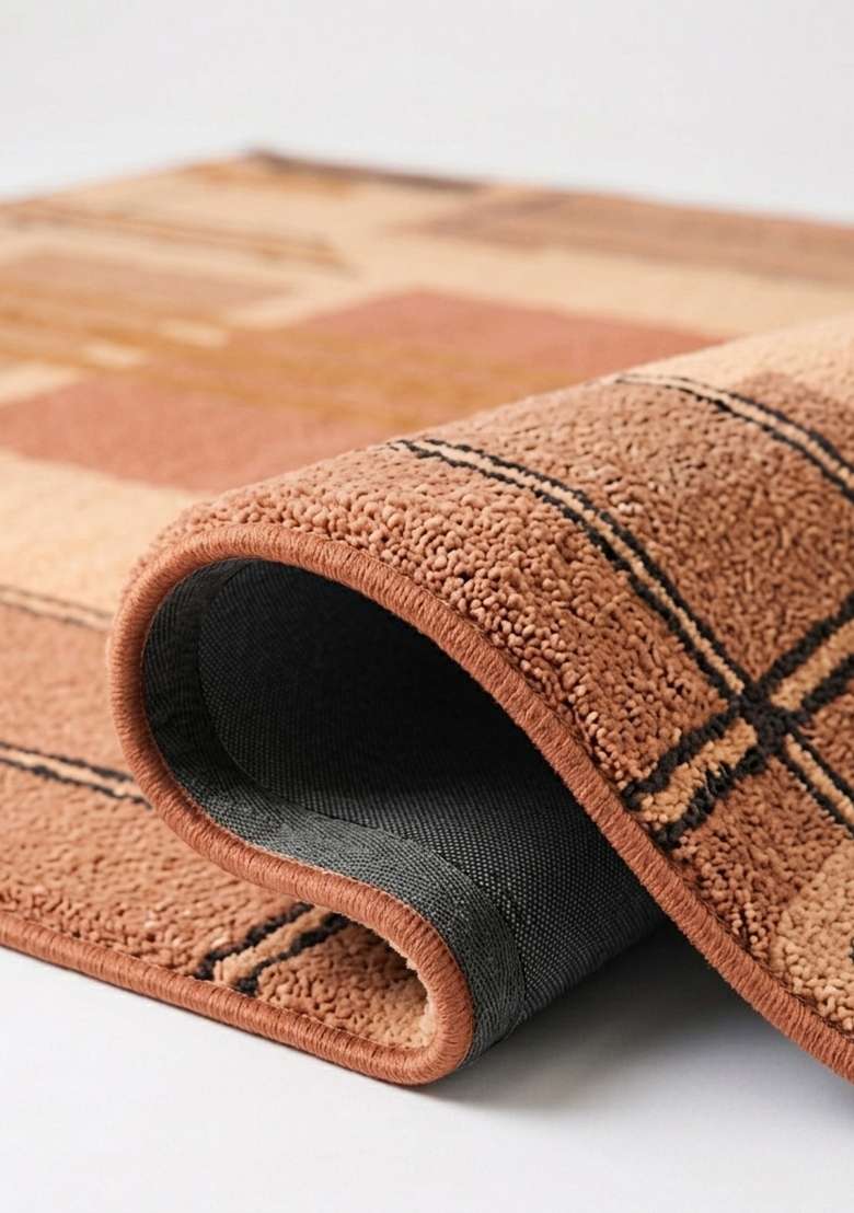 Saffron Rugs Hand-Tufted 100% Wool Area Rug | Rust Orange Square Rug | Cotton Backing | Art Deco Geometric Home Decor Carpet for Living Room Bedroom - Indya