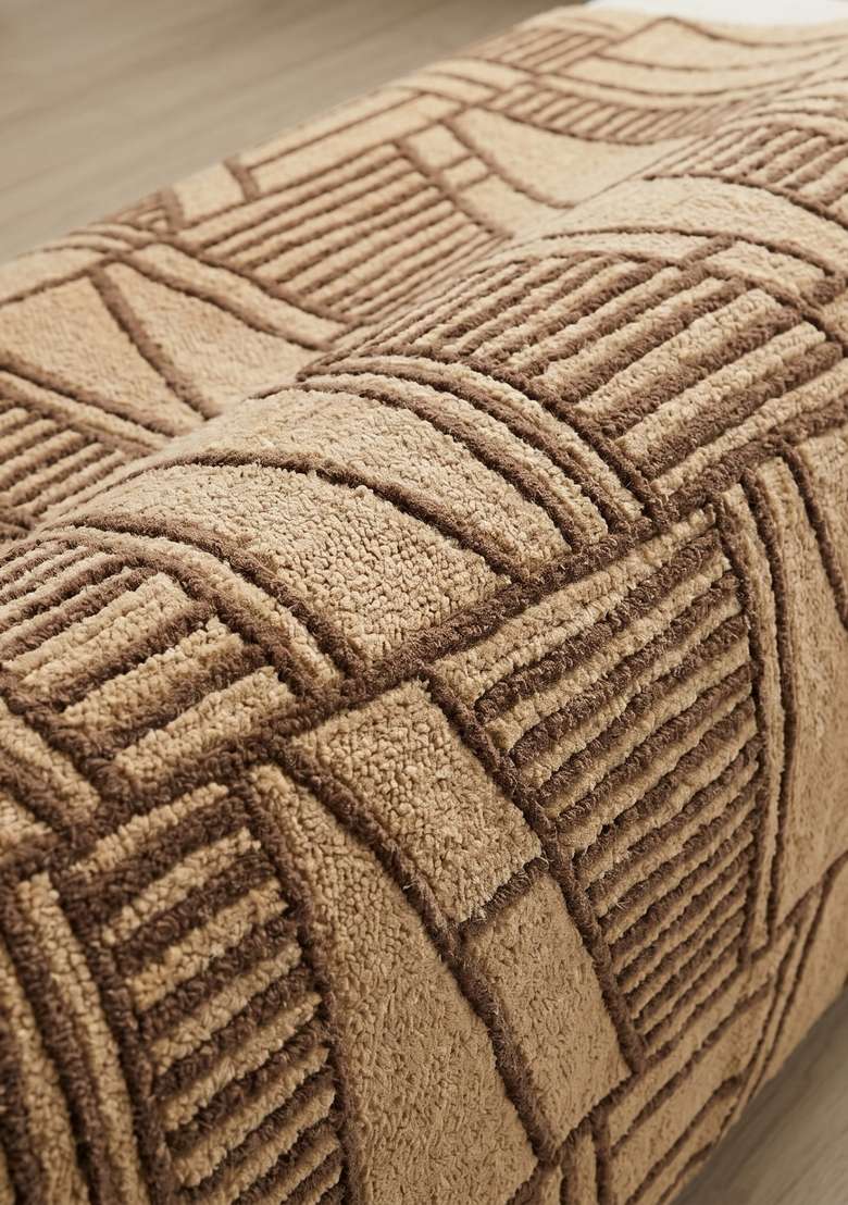 100% Wool Handmade Moca Brown Rug | Contemporary Geometric Carpet With Cotton Backing For Living Room - Indya