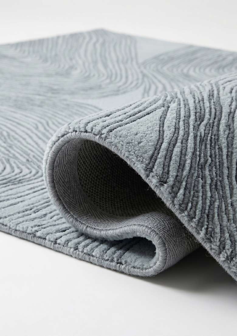 100% Wool Handmade Mist Grey Rug | Contemporary Swirls Carpet With Cotton Backing For Living Room - Indya