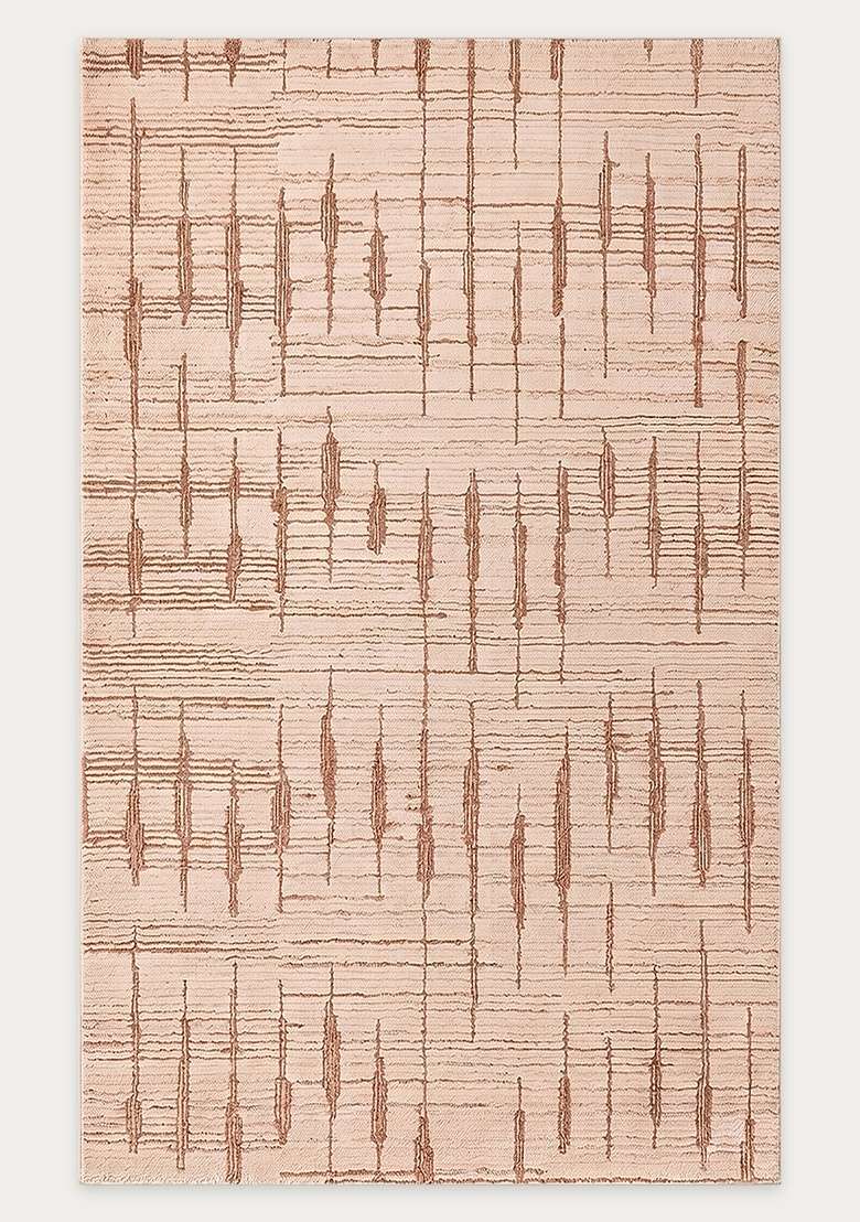 100% Wool Handmade Dusty Rose Rug | Bohemian Geometric Carpet With Cotton Backing For Living Room - Indya
