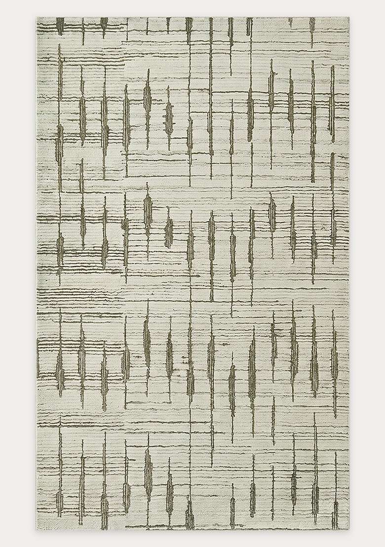 100% Wool Handmade Olive Green Rug | Bohemian Geometric Carpet With Cotton Backing For Living Room - Indya