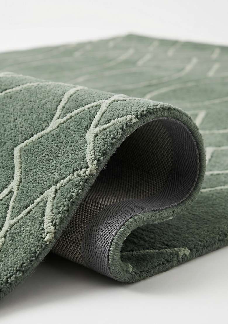 Saffron Rugs Hand-Tufted 100% Wool Area Rug | Sage Green Rectangular Rug | Cotton Backing | Moroccan Trellis Home Decor Carpet for Living Room Bedroom - Indya