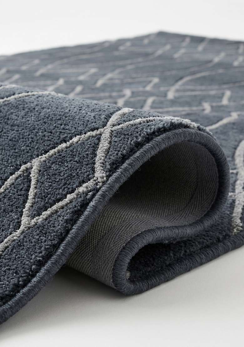 Saffron Rugs Hand-Tufted 100% Wool Area Rug | Stormy Blue Rectangular Rug | Cotton Backing | Moroccan Trellis Home Decor Carpet for Living Room Bedroom - Indya