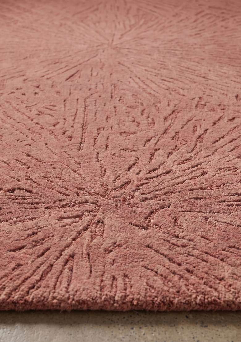 Saffron Rugs Hand-Tufted 100% Wool Area Rug | Dusty Mauve Rectangular Rug | Cotton Backing | Mid-Century Modern Geometric Home Decor Carpet for Living Room Bedroom - Indya
