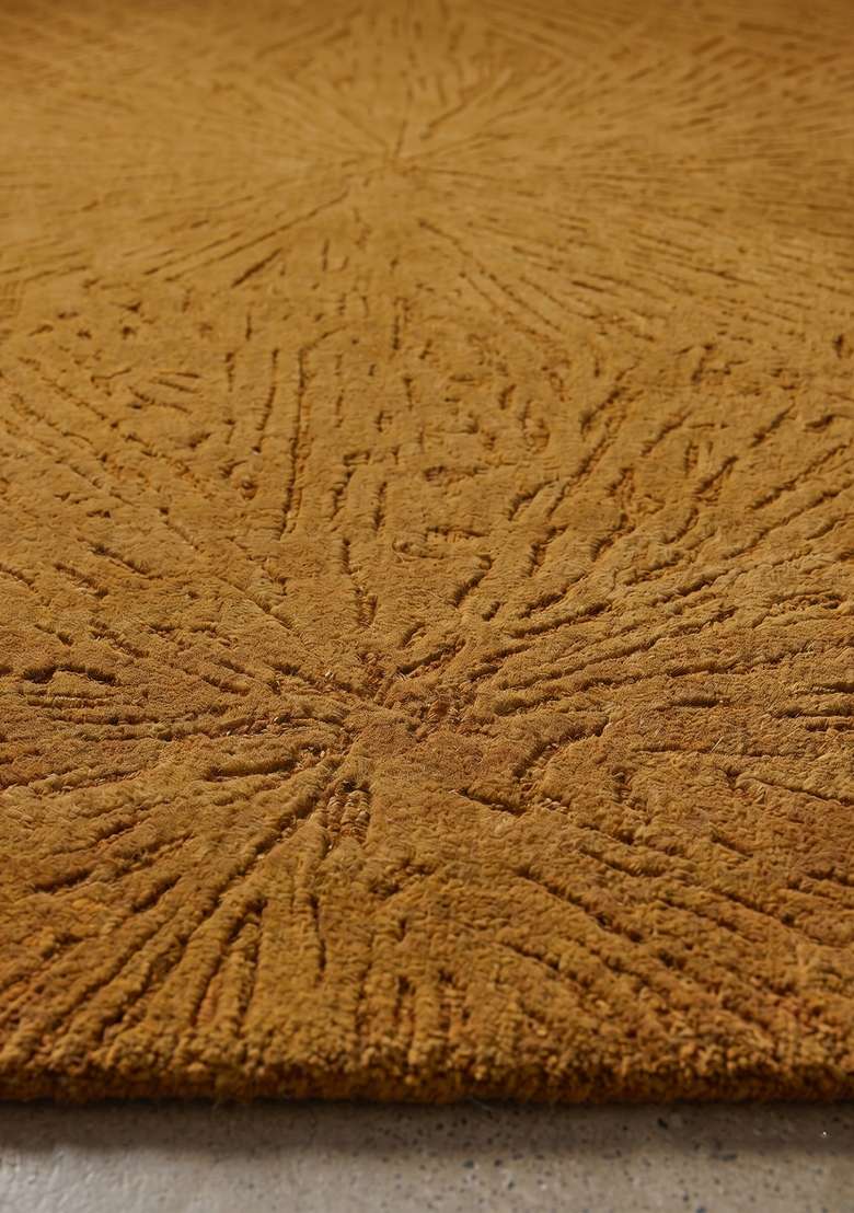 Saffron Rugs Hand-Tufted 100% Wool Area Rug | Ochre Rectangular Rug | Cotton Backing | Mid-Century Modern Geometric Home Decor Carpet for Living Room Bedroom - Indya