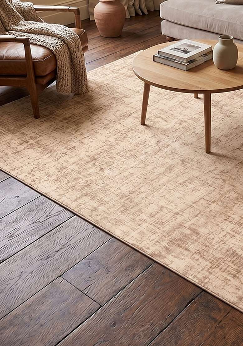 Saffron Rugs Hand-Tufted 100% Wool Area Rug | Beige Rectangular Rug | Cotton Backing | Transitional Solid Home Decor Carpet for Living Room Bedroom - Indya