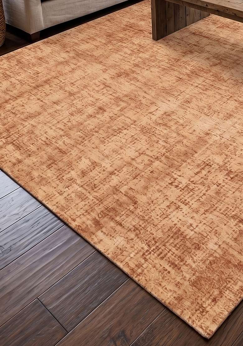 Saffron Rugs Hand-Tufted 100% Wool Area Rug | Rust Orange Rectangular Rug | Cotton Backing | Transitional Solid Home Decor Carpet for Living Room Bedroom - Indya