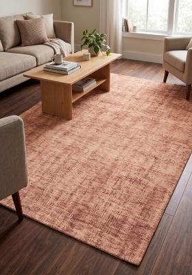 Saffron Rugs Hand Tufted Dusty Rose Solid Transitional Rectangular Wool Area Rug