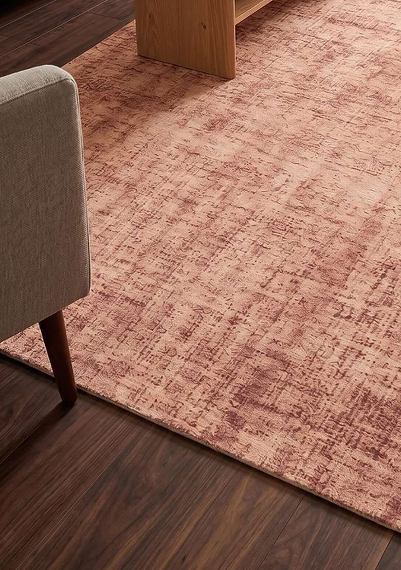 Saffron Rugs Hand-Tufted 100% Wool Area Rug | Dusty Rose Rectangular Rug | Cotton Backing | Transitional Solid Home Decor Carpet for Living Room Bedroom - Indya