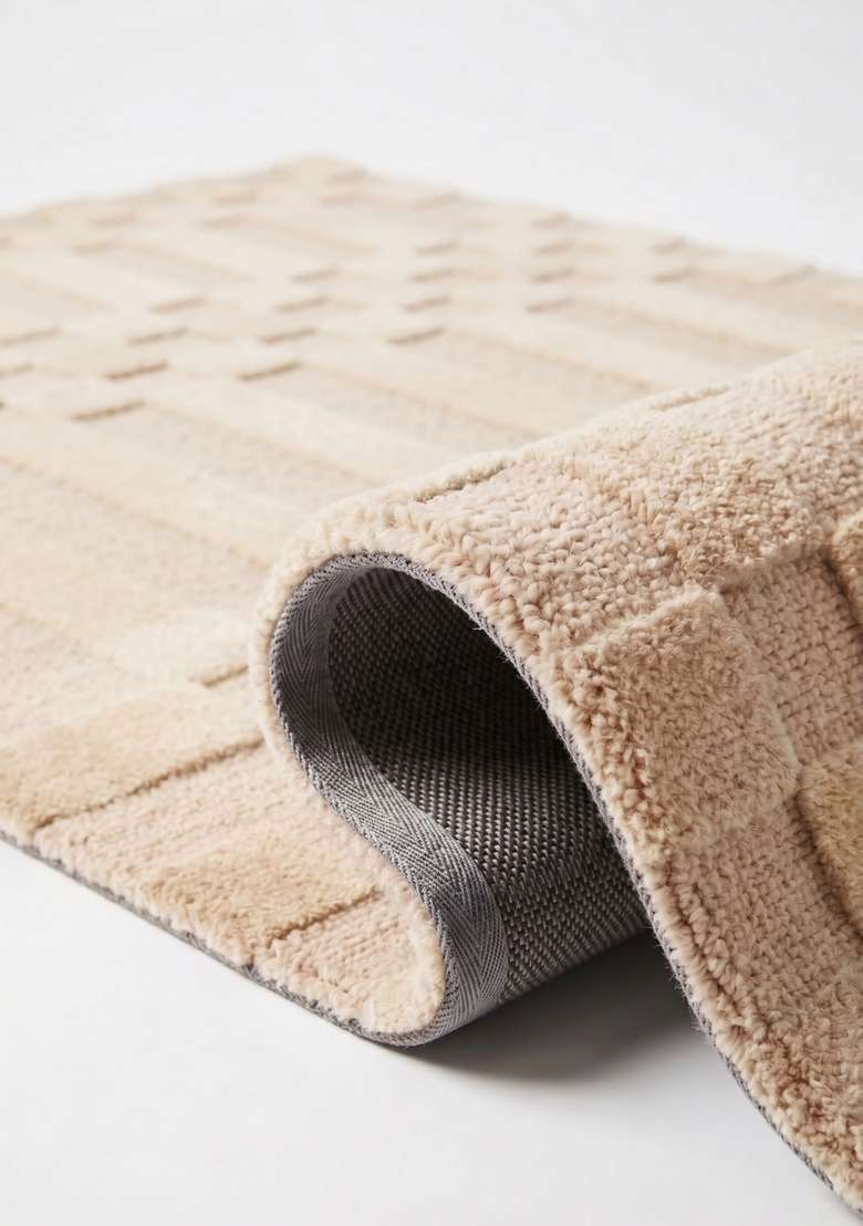 Saffron Rugs Hand-Tufted 100% Wool Area Rug | Cream Rectangular Rug | Cotton Backing | Mid-Century Modern Checkered Home Decor Carpet for Living Room Bedroom - Indya