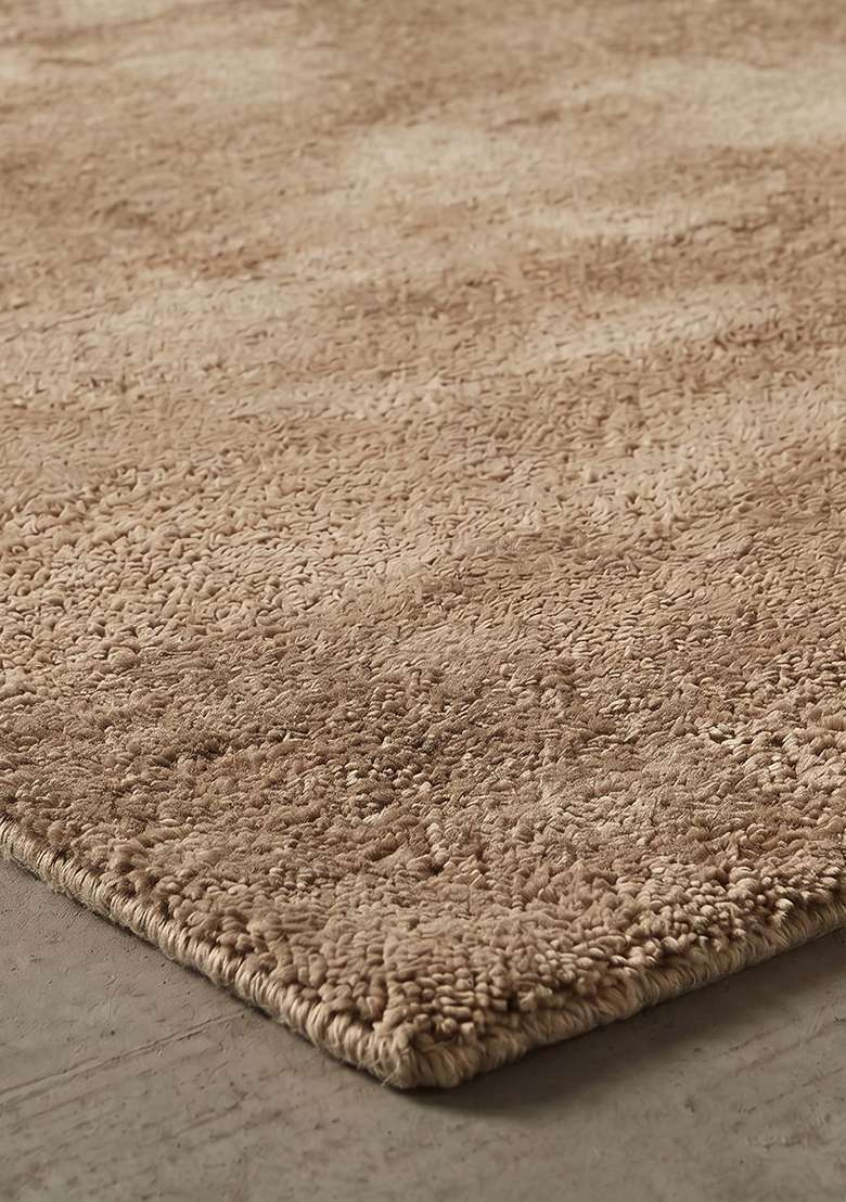 Saffron Rugs Hand-Tufted 100% Wool Area Rug | Taupe Rectangular Rug | Cotton Backing | Shag Solid Home Decor Carpet for Living Room Bedroom - Indya