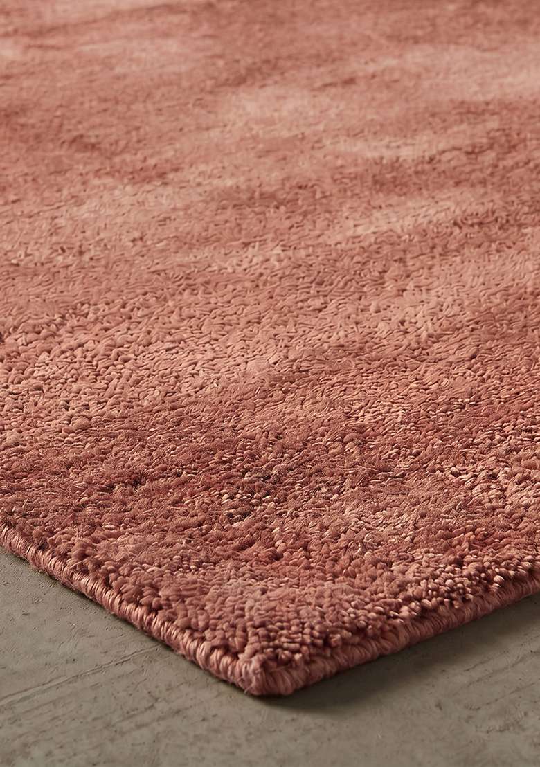 Saffron Rugs Hand-Tufted 100% Wool Area Rug | Dusty Rose Rectangular Rug | Cotton Backing | Shag Solid Home Decor Carpet for Living Room Bedroom - Indya
