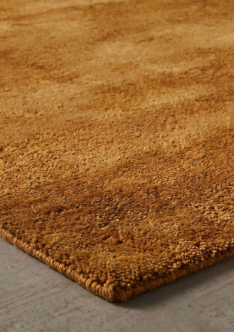 Saffron Rugs Hand-Tufted 100% Wool Area Rug | Mustard Yellow Rectangular Rug | Cotton Backing | Shag Solid Home Decor Carpet for Living Room Bedroom - Indya