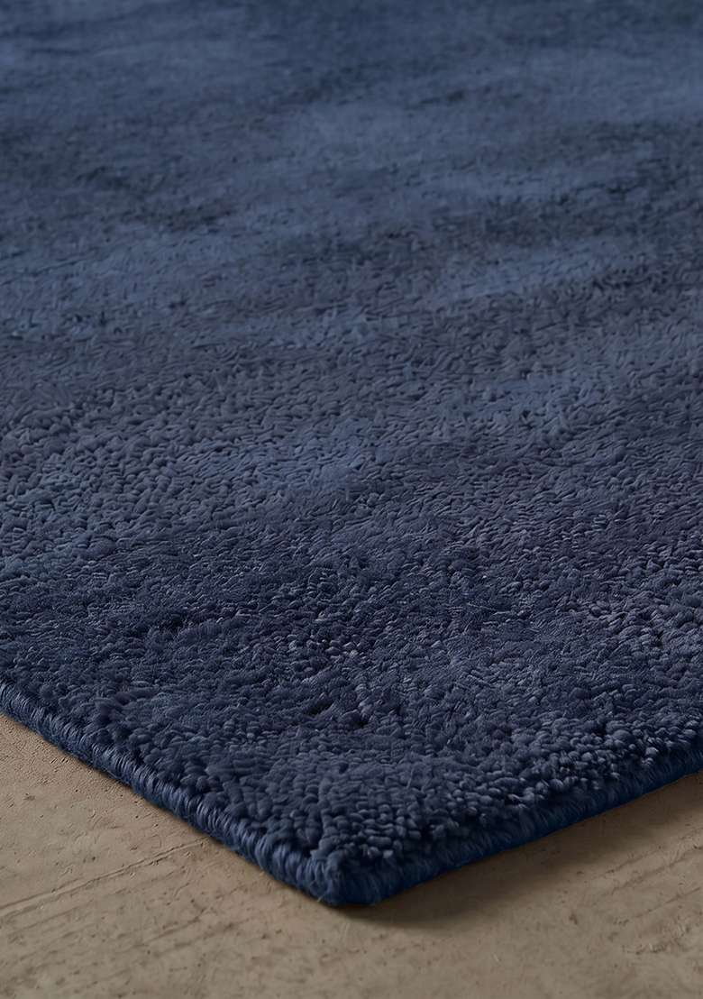 Saffron Rugs Hand-Tufted 100% Wool Area Rug | Navy Blue Rectangular Rug | Cotton Backing | Shag Solid Home Decor Carpet for Living Room Bedroom - Indya