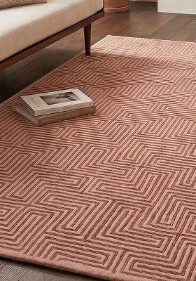Saffron Rugs Hand-Tufted 100% Wool Area Rug | Dusty Rose Rectangular Rug | Cotton Backing | Contemporary Geometric Home Decor Carpet for Living Room Bedroom