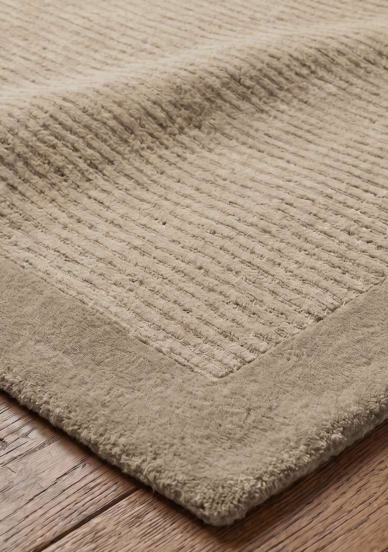 Saffron Rugs Hand-Tufted 100% Wool Area Rug | Taupe Rectangular Rug | Cotton Backing | Transitional Striped Home Decor Carpet for Living Room Bedroom - Indya