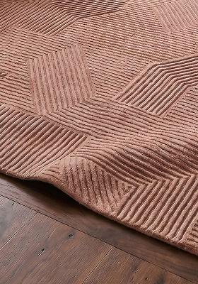 Saffron Rugs Hand-Tufted 100% Wool Area Rug | Dusty Rose Rectangular Rug | Cotton Backing | Contemporary Geometric Home Decor Carpet for Living Room Bedroom