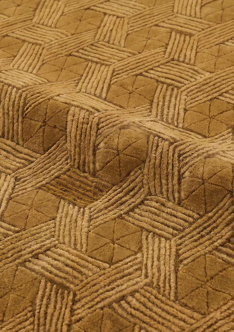 Saffron Rugs Hand-Tufted 100% Wool Area Rug | Ochre Yellow Rectangular Rug | Cotton Backing | Contemporary Herringbone Home Decor Carpet for Living Room Bedroom - Indya