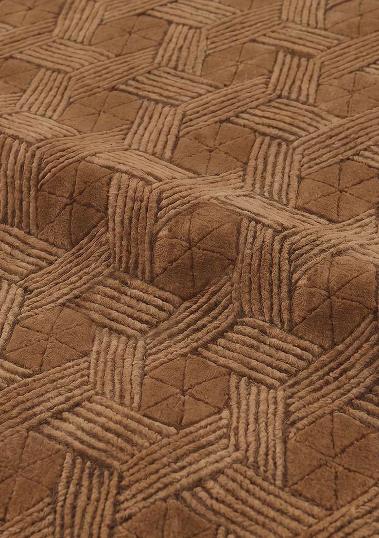 Saffron Rugs Hand-Tufted 100% Wool Area Rug | Walnut Brown Rectangular Rug | Cotton Backing | Contemporary Herringbone Home Decor Carpet for Living Room Bedroom - Indya
