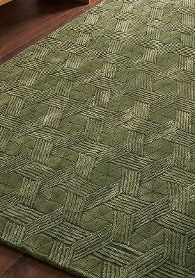 Saffron Rugs Hand-Tufted 100% Wool Area Rug | Olive Green Rectangular Rug | Cotton Backing | Contemporary Herringbone Home Decor Carpet for Living Room Bedroom