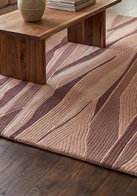 Saffron Rugs Hand-Tufted 100% Wool Area Rug | Dusty Rose Rectangular Rug | Cotton Backing | Contemporary Leaf Home Decor Carpet for Living Room Bedroom