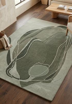 Saffron Rugs Hand-Tufted 100% Wool Area Rug | Sage Green Rectangular Rug | Cotton Backing | Contemporary Swirls Home Decor Carpet for Living Room Bedroom