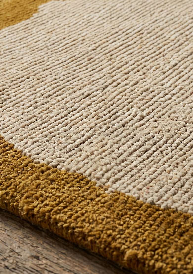 Saffron Rugs Hand-Tufted 100% Wool Area Rug | Mustard Gold Rectangular Rug | Cotton Backing | Contemporary Geometric Home Decor Carpet for Living Room Bedroom - Indya