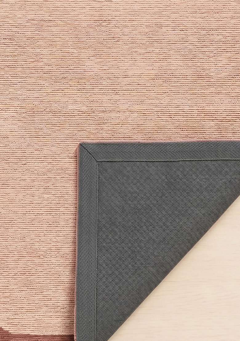 100% Wool Handmade Terracotta Rust Rug | Contemporary Geometric Carpet With Cotton Backing For Living Room - Indya