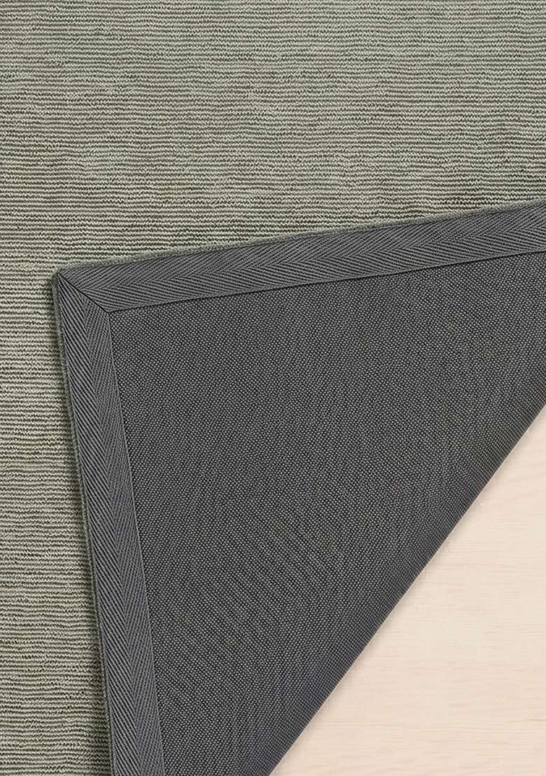 100% Wool Handmade Forest Green Rug | Contemporary Geometric Carpet With Cotton Backing For Living Room - Indya