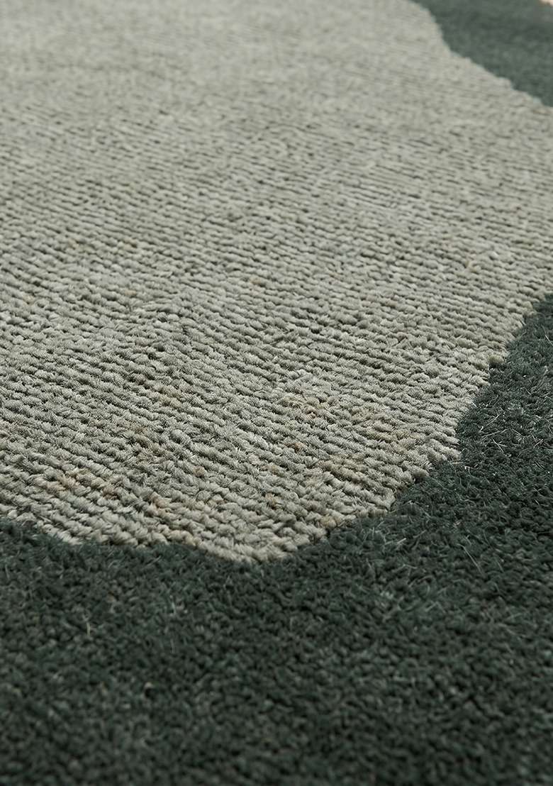 Saffron Rugs Hand-Tufted 100% Wool Area Rug | Forest Green Rectangular Rug | Cotton Backing | Contemporary Geometric Home Decor Carpet for Living Room Bedroom - Indya