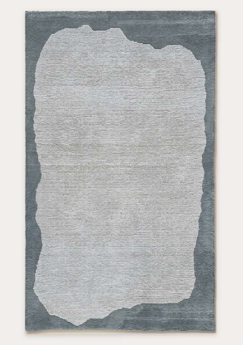 100% Wool Handmade Slate Blue Rug | Contemporary Geometric Carpet With Cotton Backing For Living Room - Indya